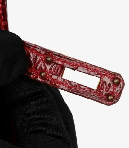 Hermès Rouge H Shiny Porosus Crocodile Leather Vintage Kelly 20cm