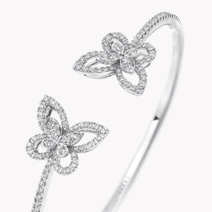 Double Butterfly Silhouette Diamond Bangle