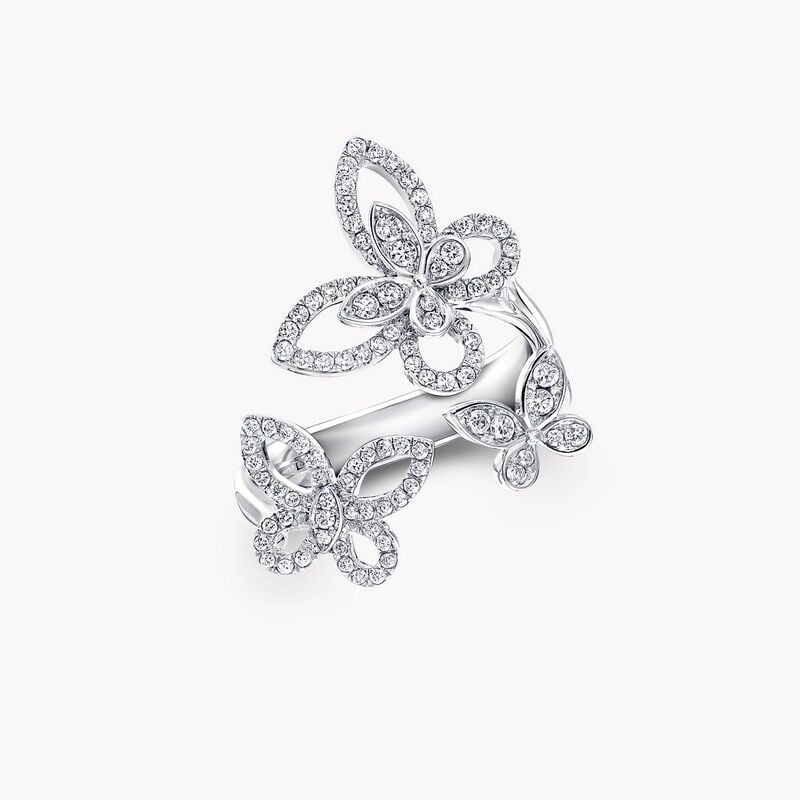 Triple Butterfly Silhouette Diamond Ring