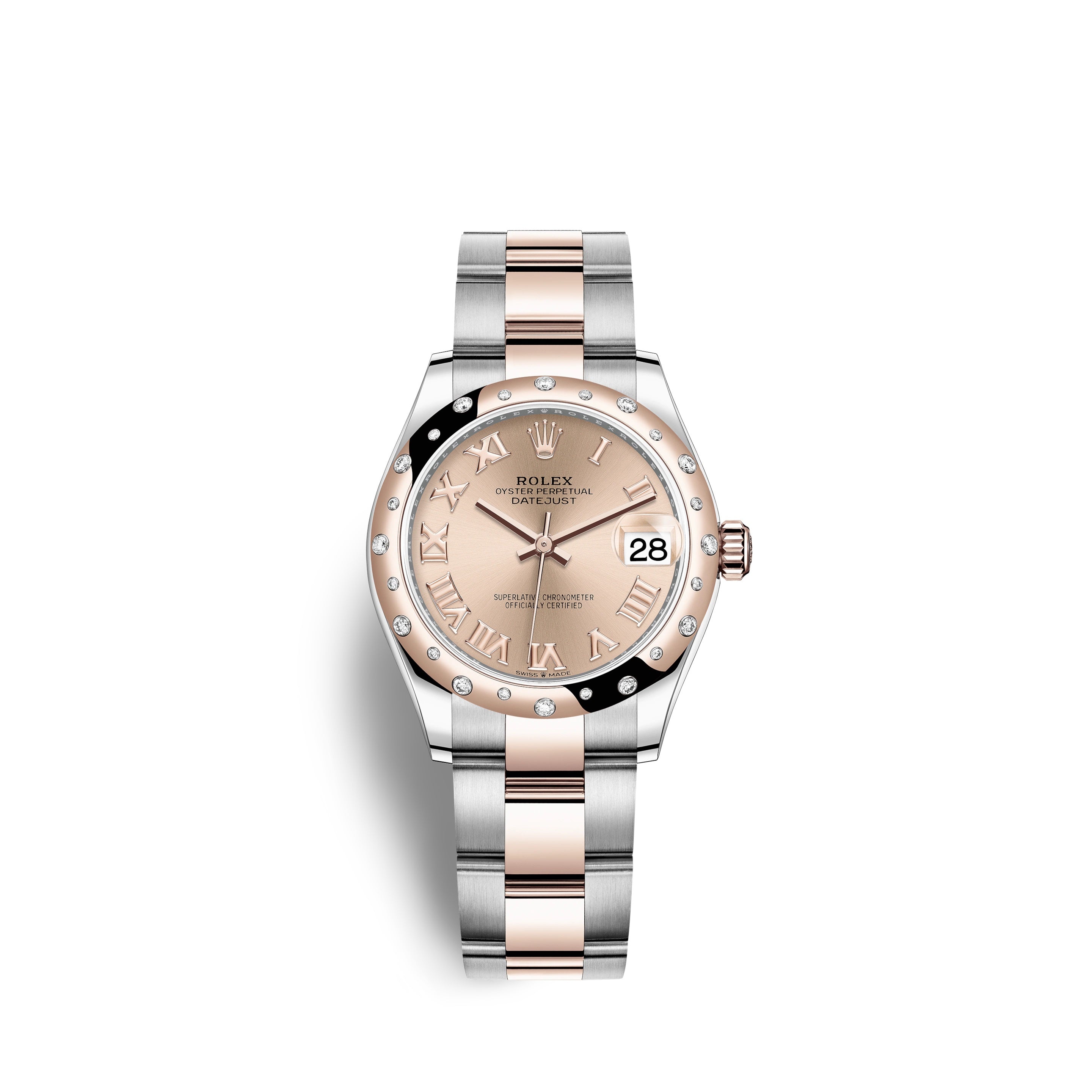 Datejust 31, Oystersteel, 18kt Everose Gold and diamonds, Ref# 278341RBR-0005