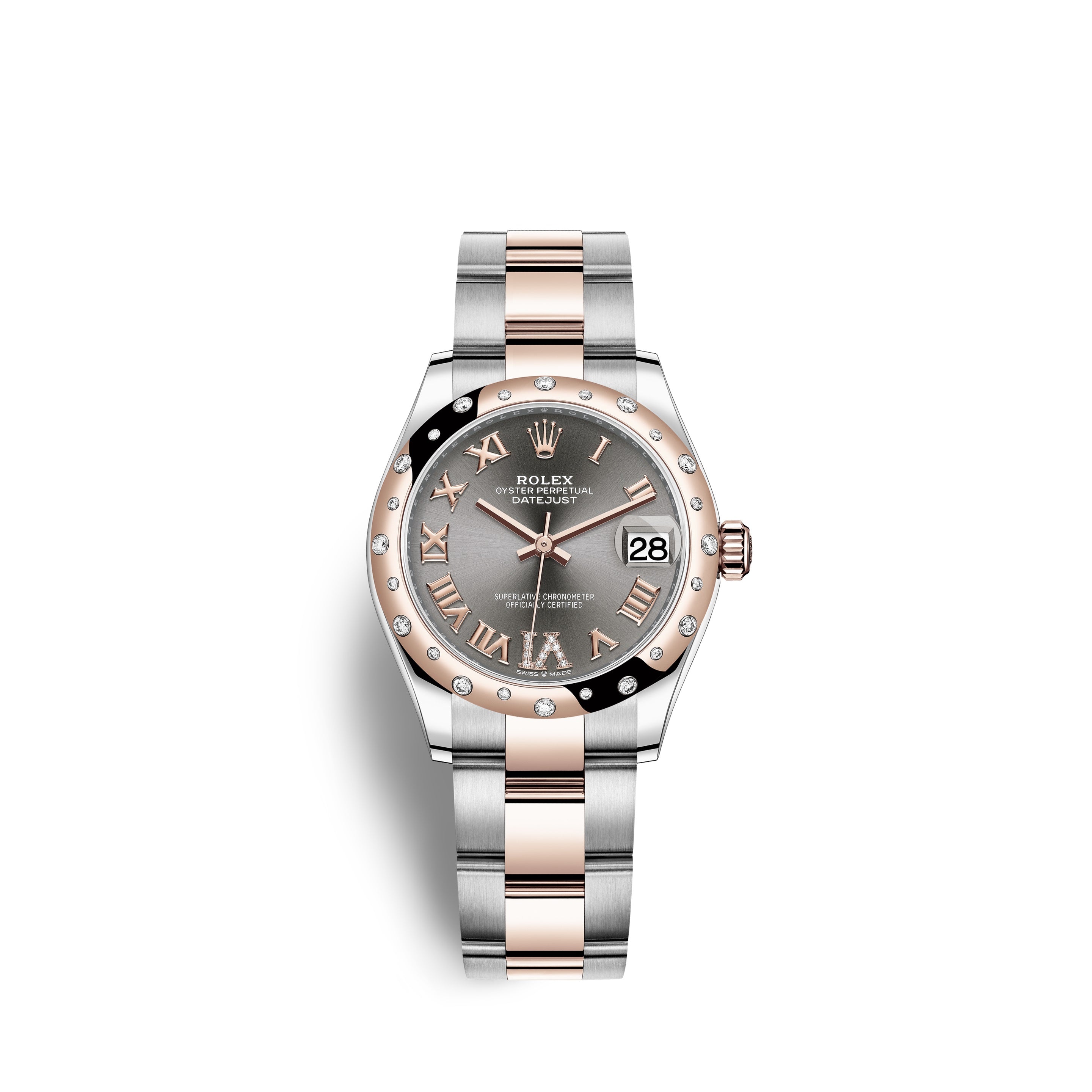 Datejust 31, Oystersteel, 18kt Everose Gold and diamonds, Ref# 278341RBR-0029
