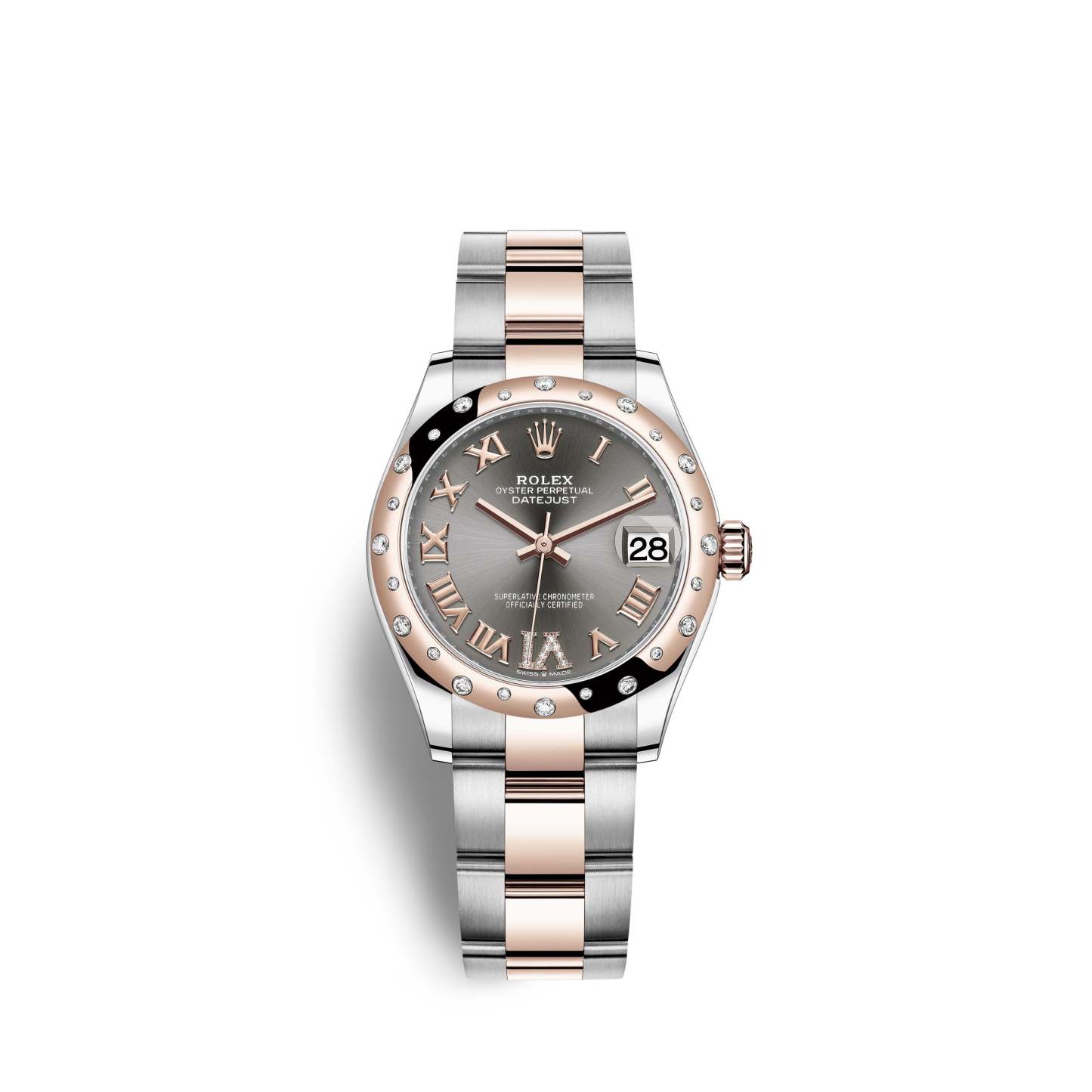 Datejust 31, Oystersteel, 18kt Everose Gold and diamonds, Ref# 278341RBR-0029