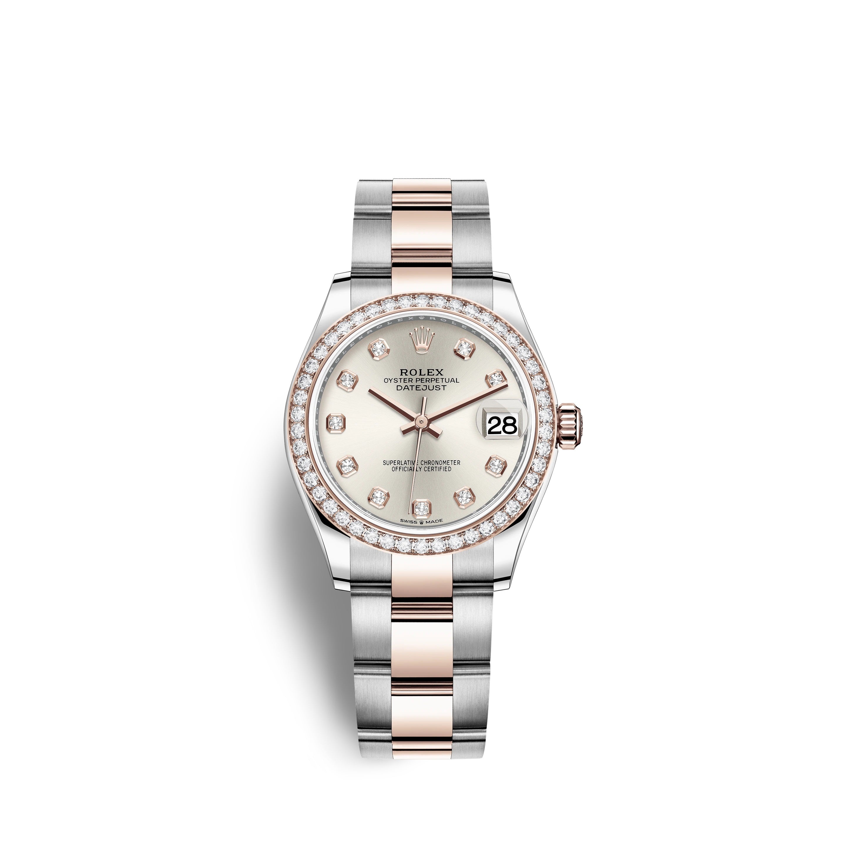 Datejust 31, Oystersteel, 18kt Everose Gold and diamonds, Ref# 278381RBR-0015