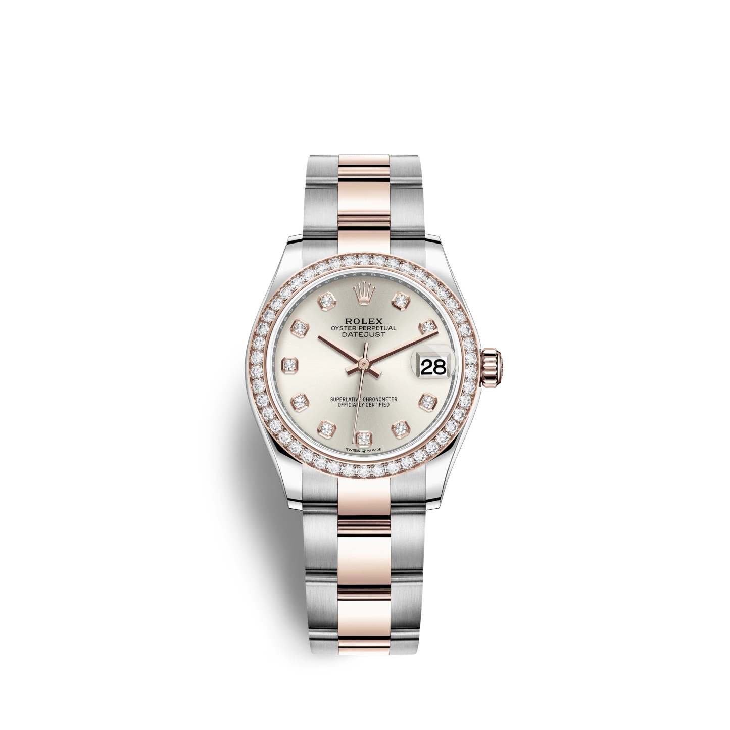Datejust 31, Oystersteel, 18kt Everose Gold and diamonds, Ref# 278381RBR-0015