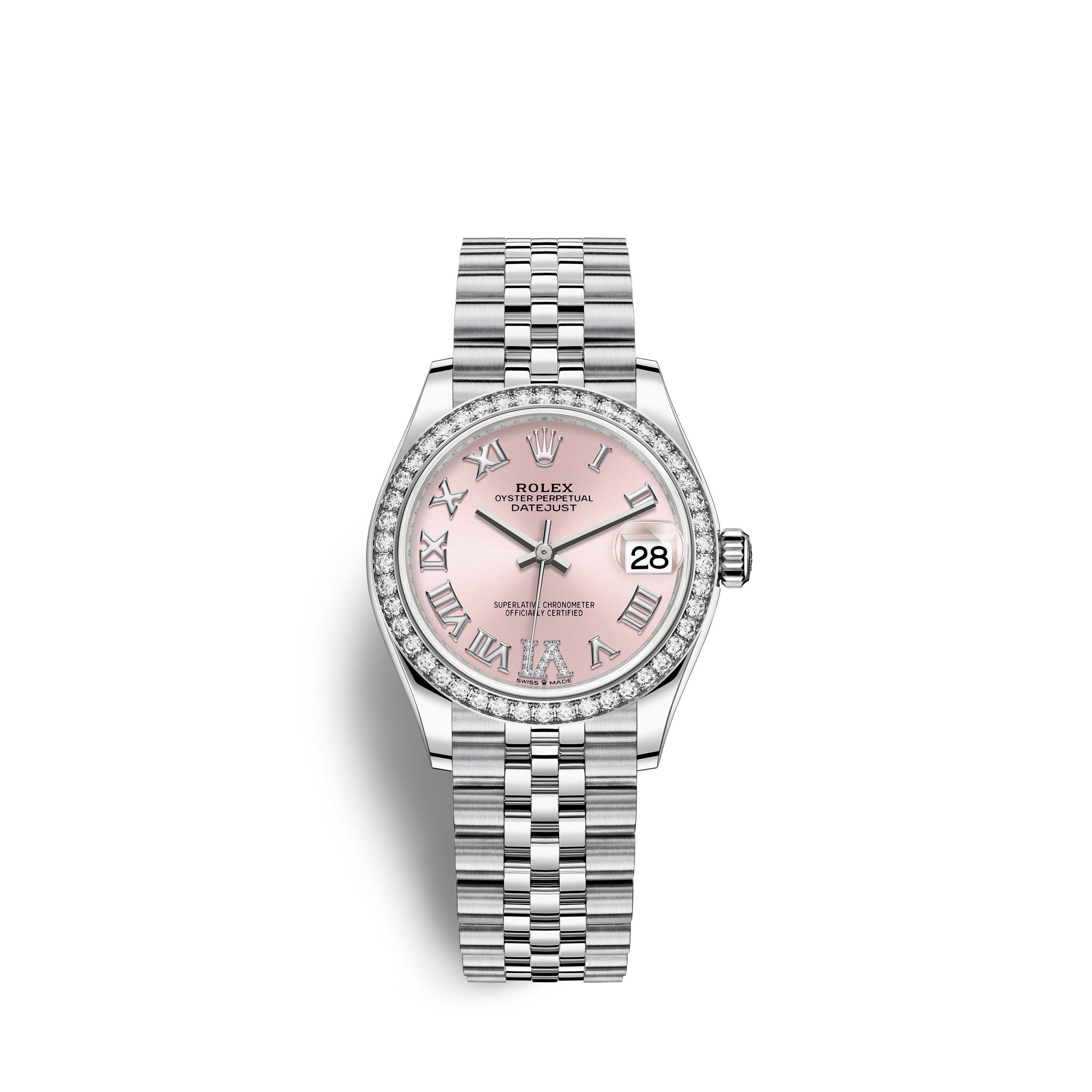 Datejust 31, Oystersteel, 18kt White Gold and diamonds, Ref# 278384RBR-0028