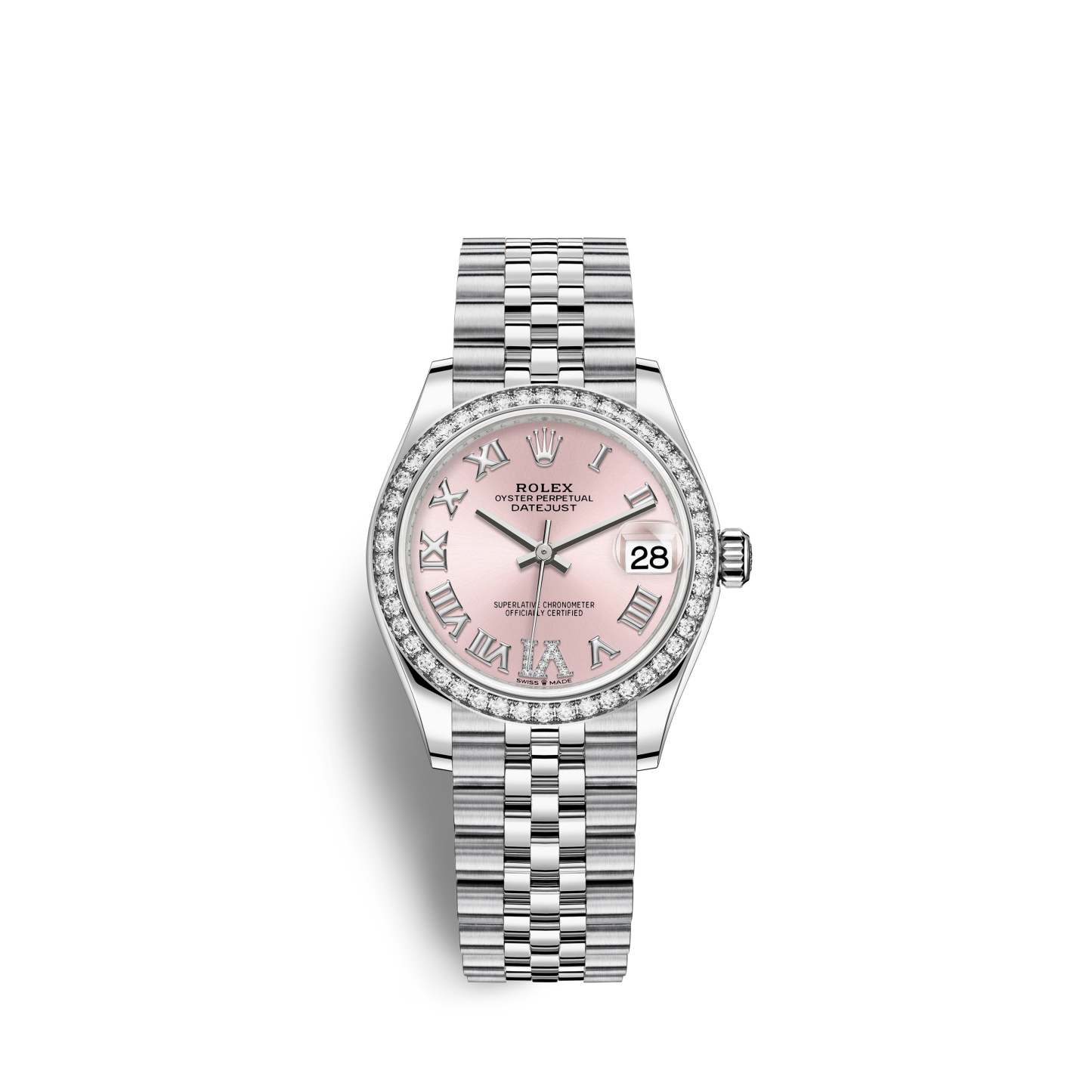 Datejust 31, Oystersteel, 18kt White Gold and diamonds, Ref# 278384RBR-0028