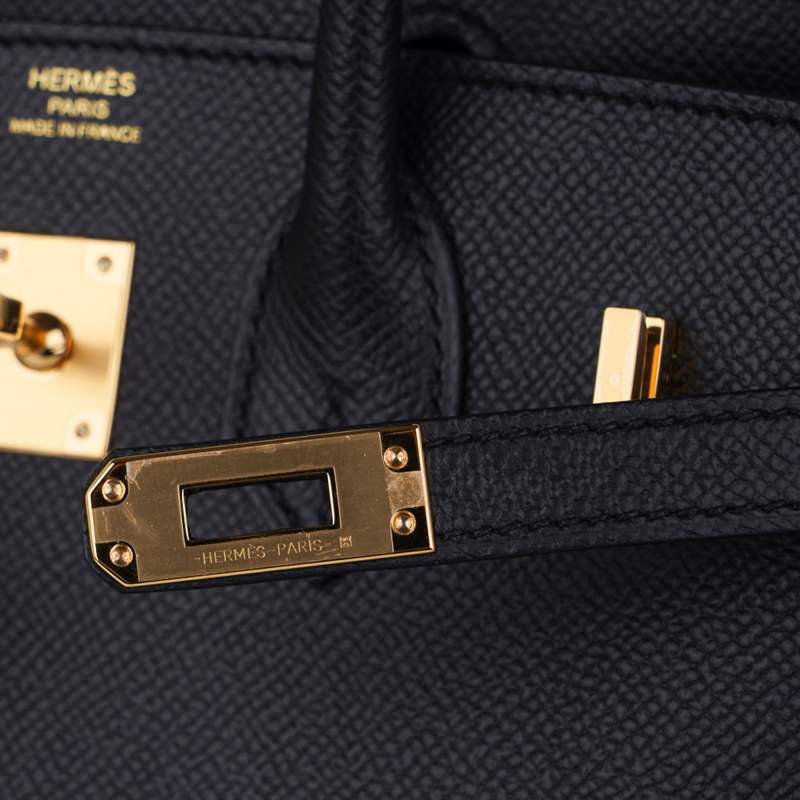 Birkin Sellier 25 Black Gold Hardware Epsom Leather New w/Box