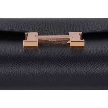 Constance Long To Go Wallet Black Rose Gold Hardware Epsom New w/ Box