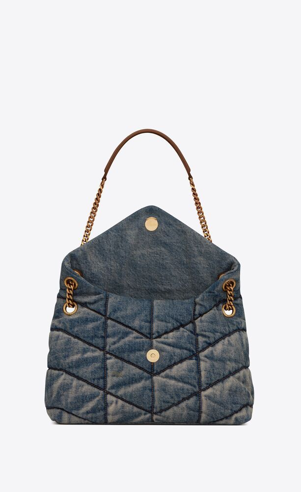 PUFFER MEDIUM IN SUEDE AND DENIM