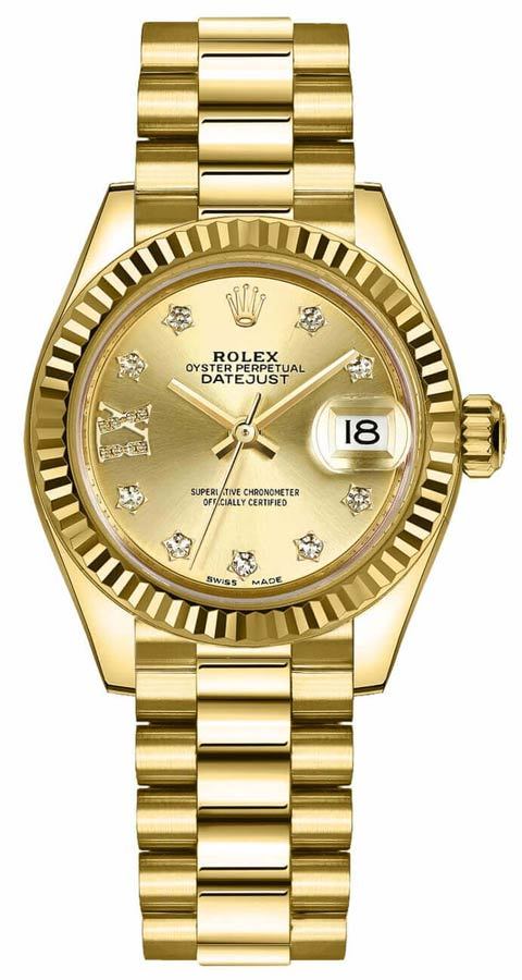Lady-Datejust 28 Solid 18K Yellow Gold Women's Watch 279178-0013