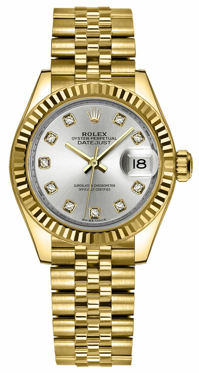 Lady-Datejust 28 Silver Diamond Dial Women's Watch 279178-0016