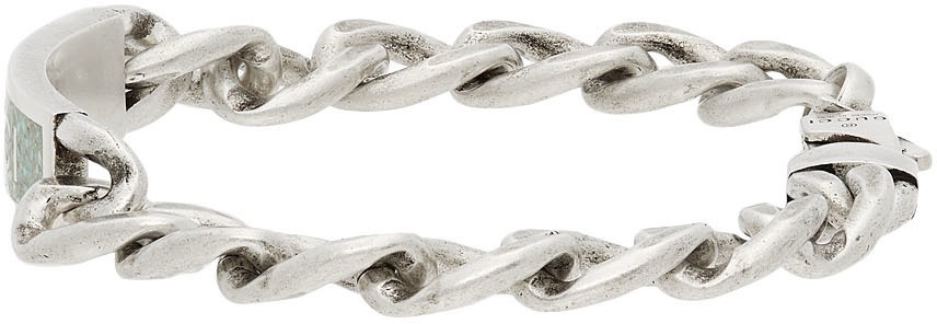 Silver Enamel Logo Bracelet