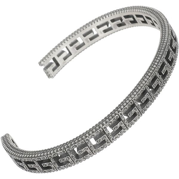 Cubed G Motif Logo Cuff Bracelet in Sterling Silver