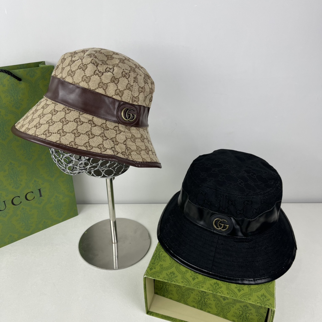 CANVAS BUCKET HAT WITH DOUBLE G