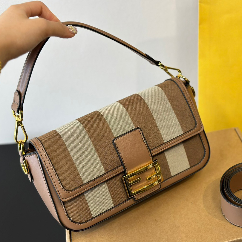 Baguette striped fabric bag
