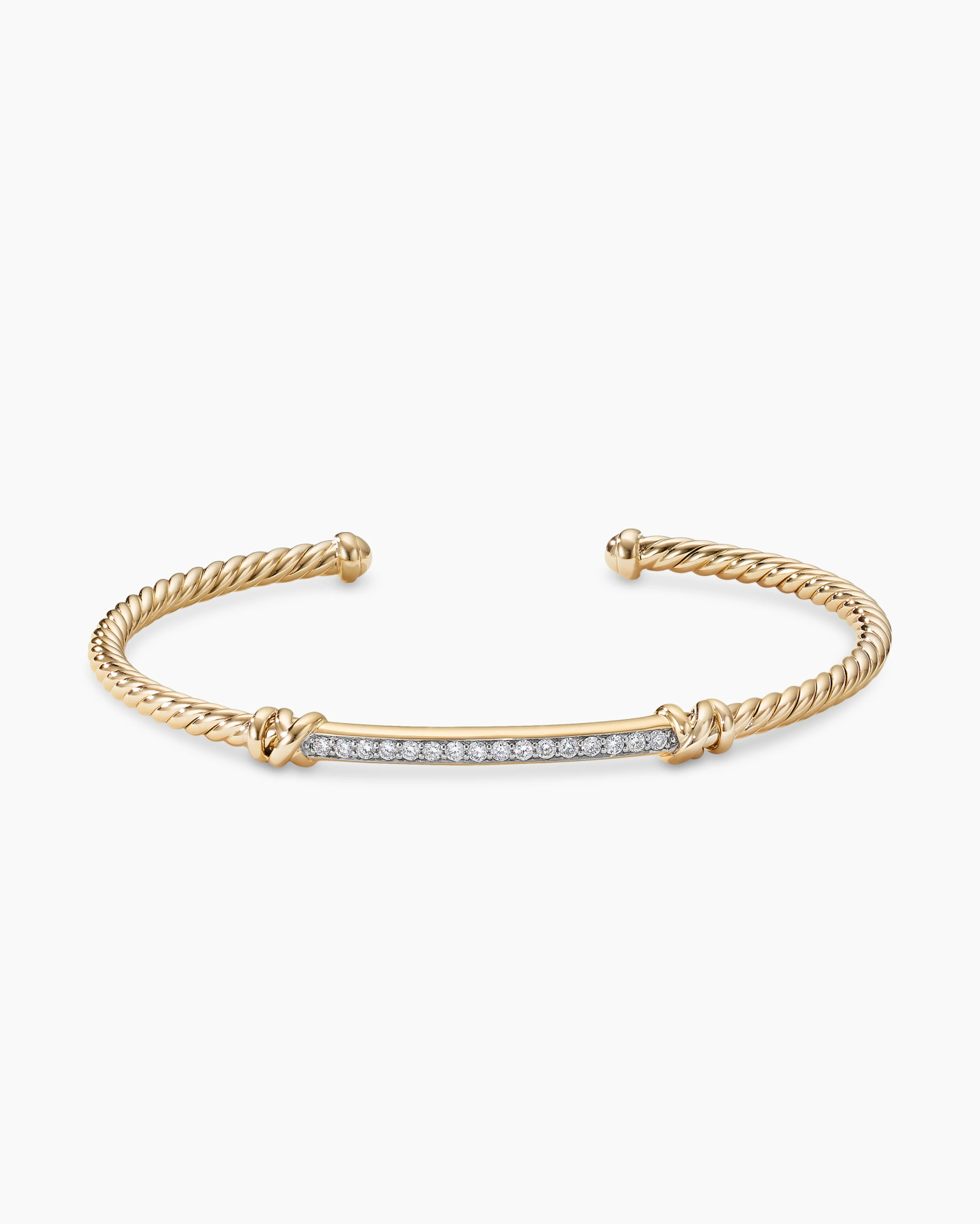 Petite Helena Cablespira庐 Station Bracelet 18K Yellow Gold with Diamonds, 3mm