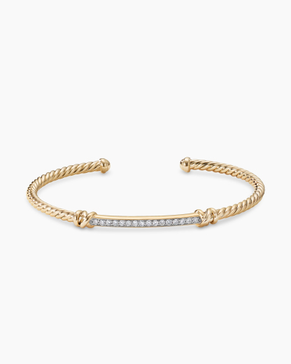 Petite Helena Cablespira庐 Station Bracelet 18K Yellow Gold with Diamonds, 3mm