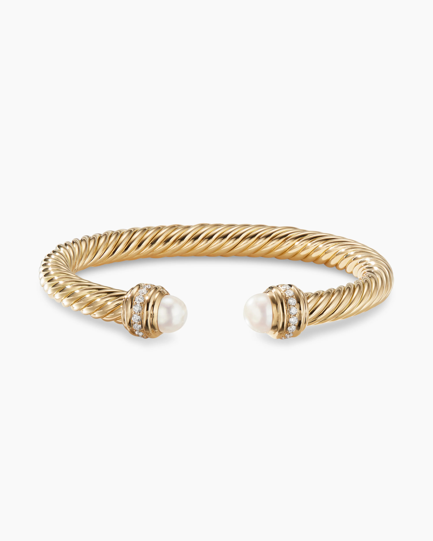 Classic Cablespira庐 Bracelet 18K Yellow Gold with Pearls and Diamonds, 7mm