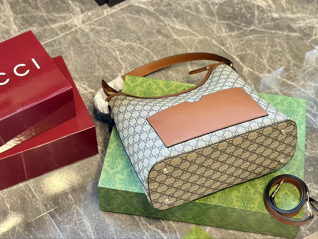 Brown Monogram Canvas Leather Hobo Bag Linea