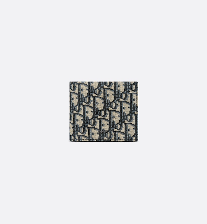 Compact Wallet Beige and Black Oblique Jacquard