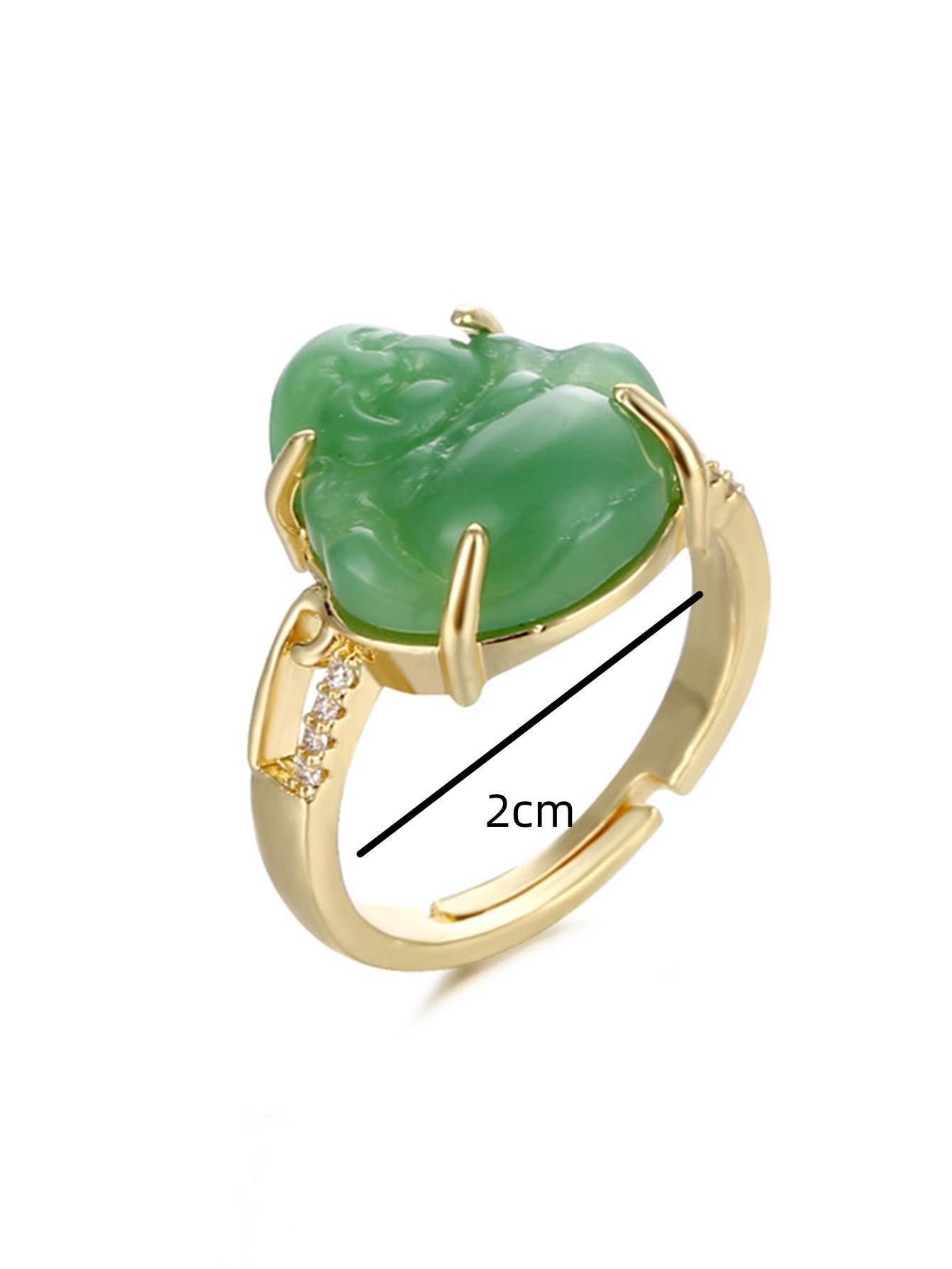 1pc Vintage Green Natural Jade Ring