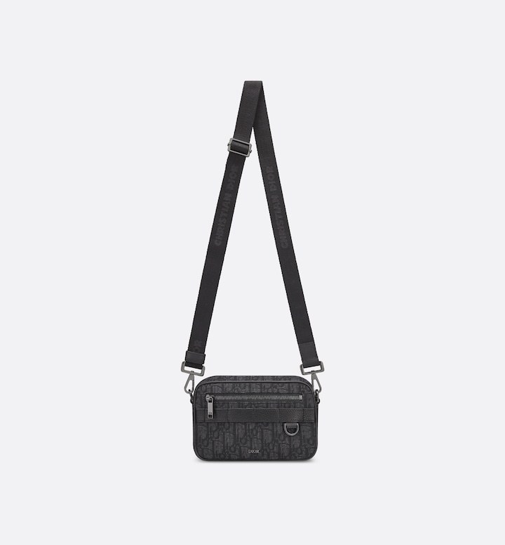Mini Safari Bag with Strap Black Oblique Jacquard
