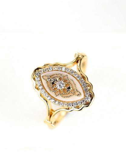 1Pc Vintage Palace Flower Ring Promise Engagement Floral Daily Jewelry