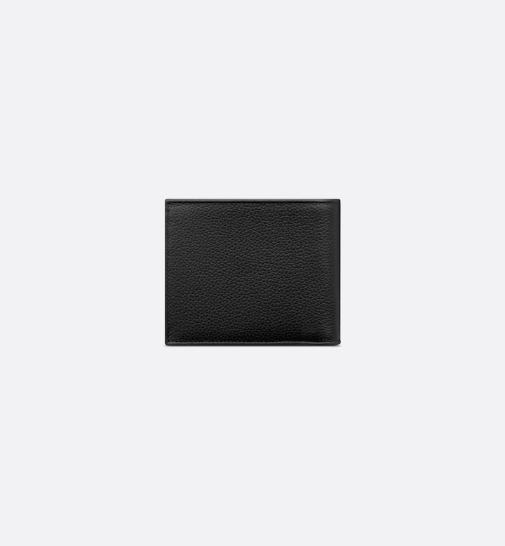 Saddle Bifold Card Holder  Black Grained Calfskin Marquetry and Black Oblique Jacquard