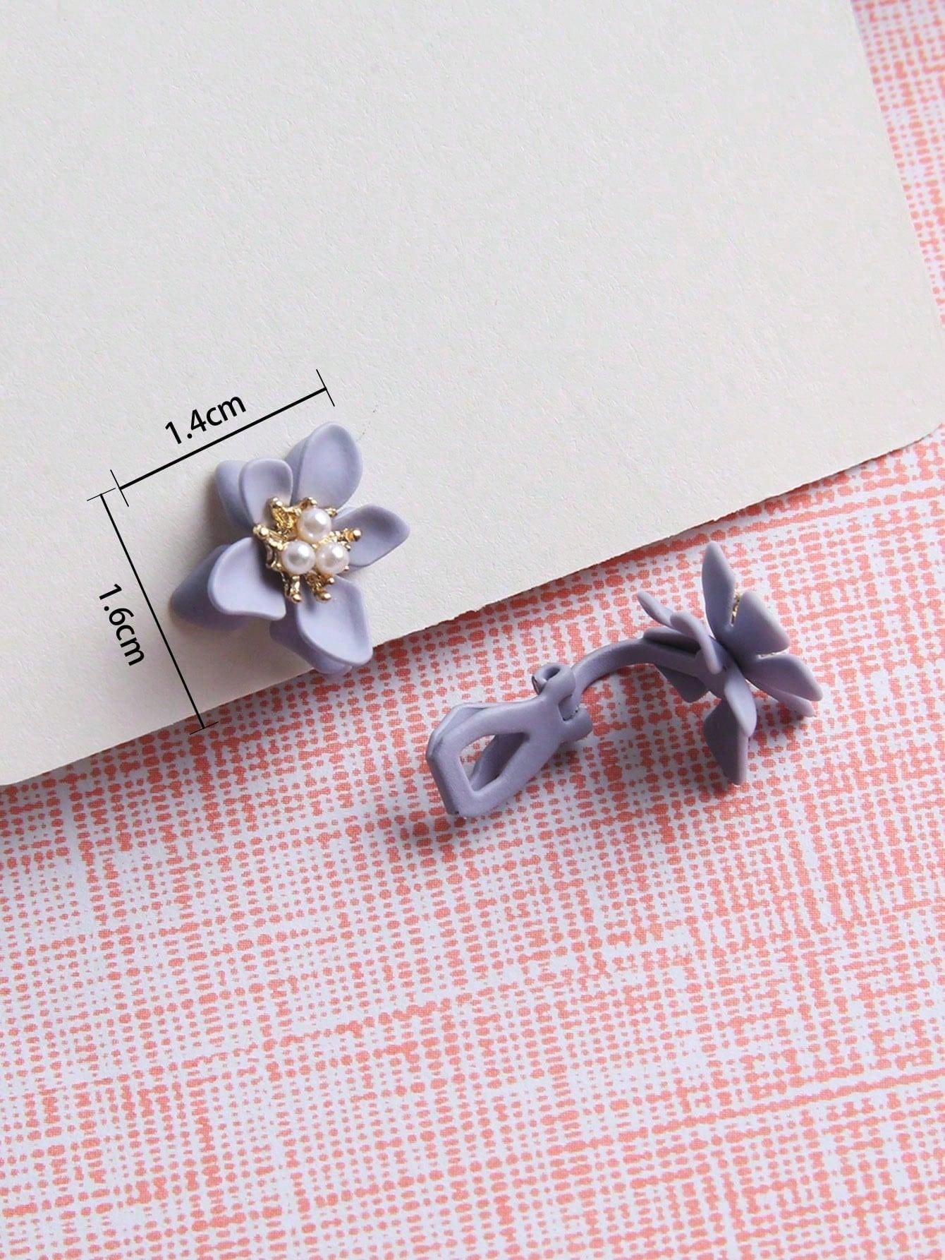 1pair Fashionable Zinc Alloy Flower Decor Clip On Earrings For Women For Daily Decoration