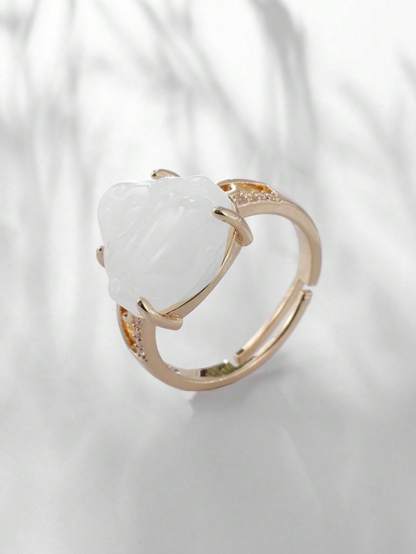 1pc Vintage Green Natural Jade Ring