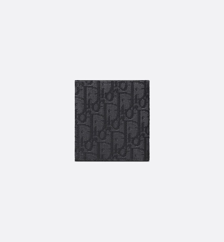 Vertical Bifold Wallet Black Oblique Jacquard