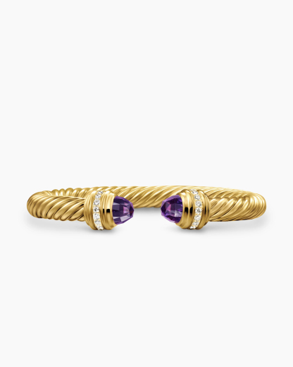 Classic Cablespira庐 Bracelet 18K Yellow Gold with Amethyst and Diamonds, 7mm
