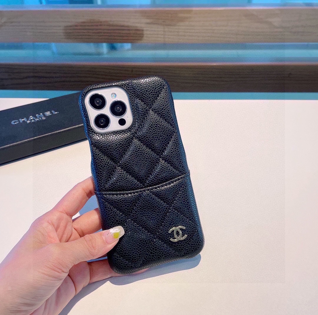 Leather diamond car line plug-in cell phone case