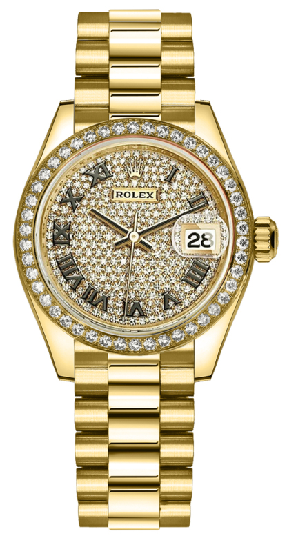 Lady-Datejust 28 Diamond Pave President Women's Watch 279138RBR-0029