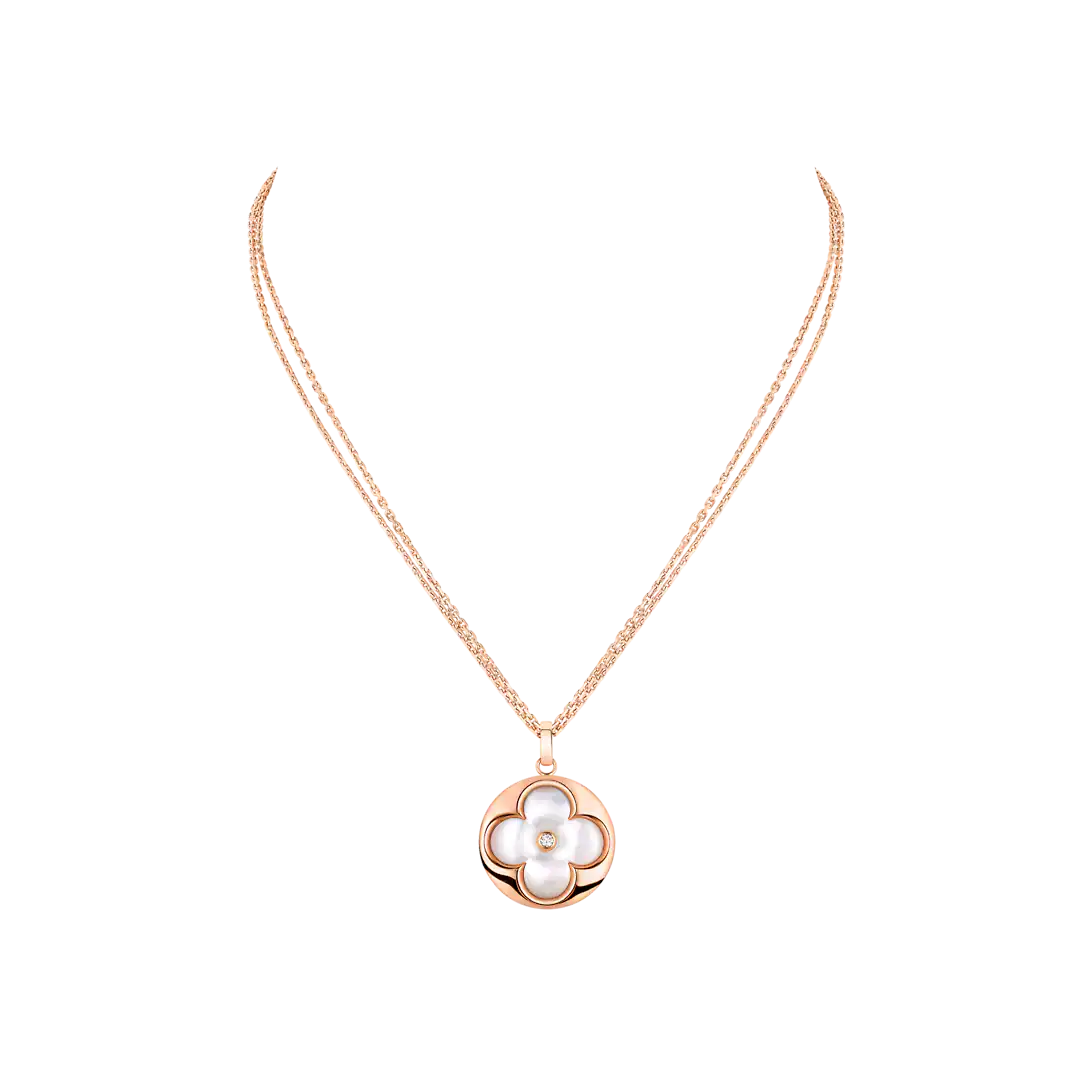Color Blossom XL Medallion Pink Gold, White Mother-Of-Pearl and Diamond