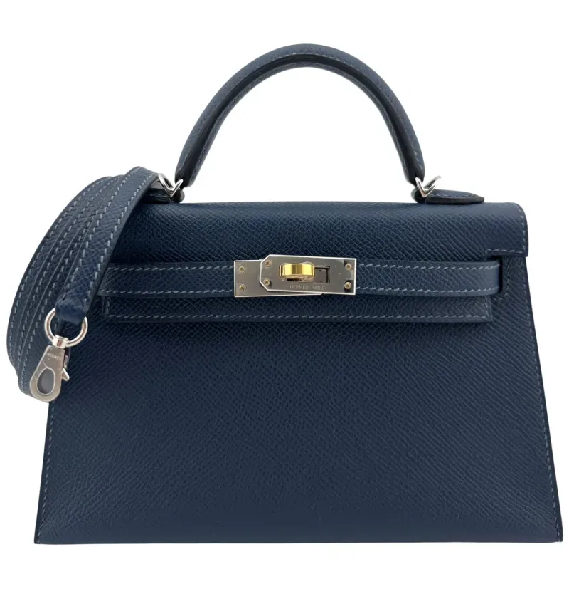 Herthemes Bleu de Prusse Epsom Mini Kelly 20 II Electrum Hardware