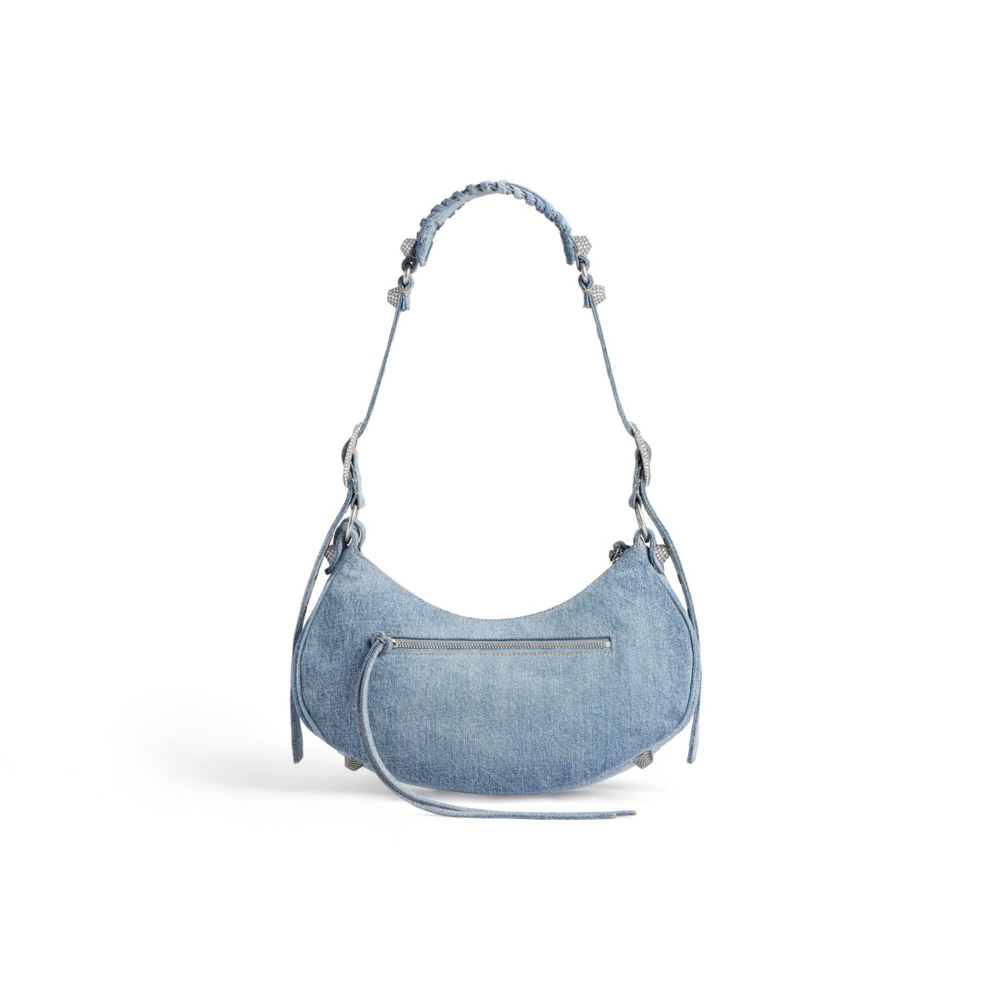 Women's Le Cagole Small Shoulder Bag Denim With Rhinestones in Blue