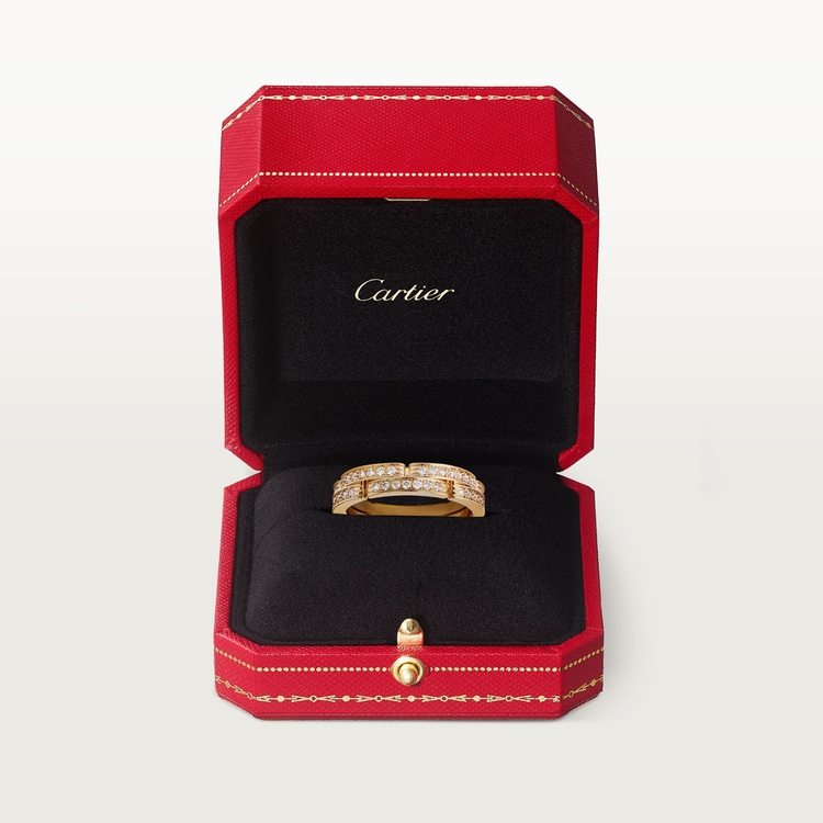 MAILLON PANTHÈRE WEDDING BAND, 2 HALF DIAMOND-PAVED ROWS