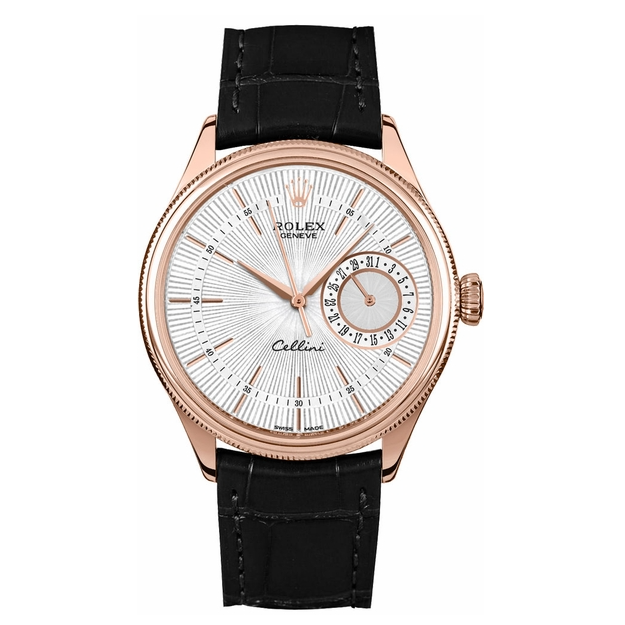 Cellini Date Silver Guilloche Dial Men's Watch 50515