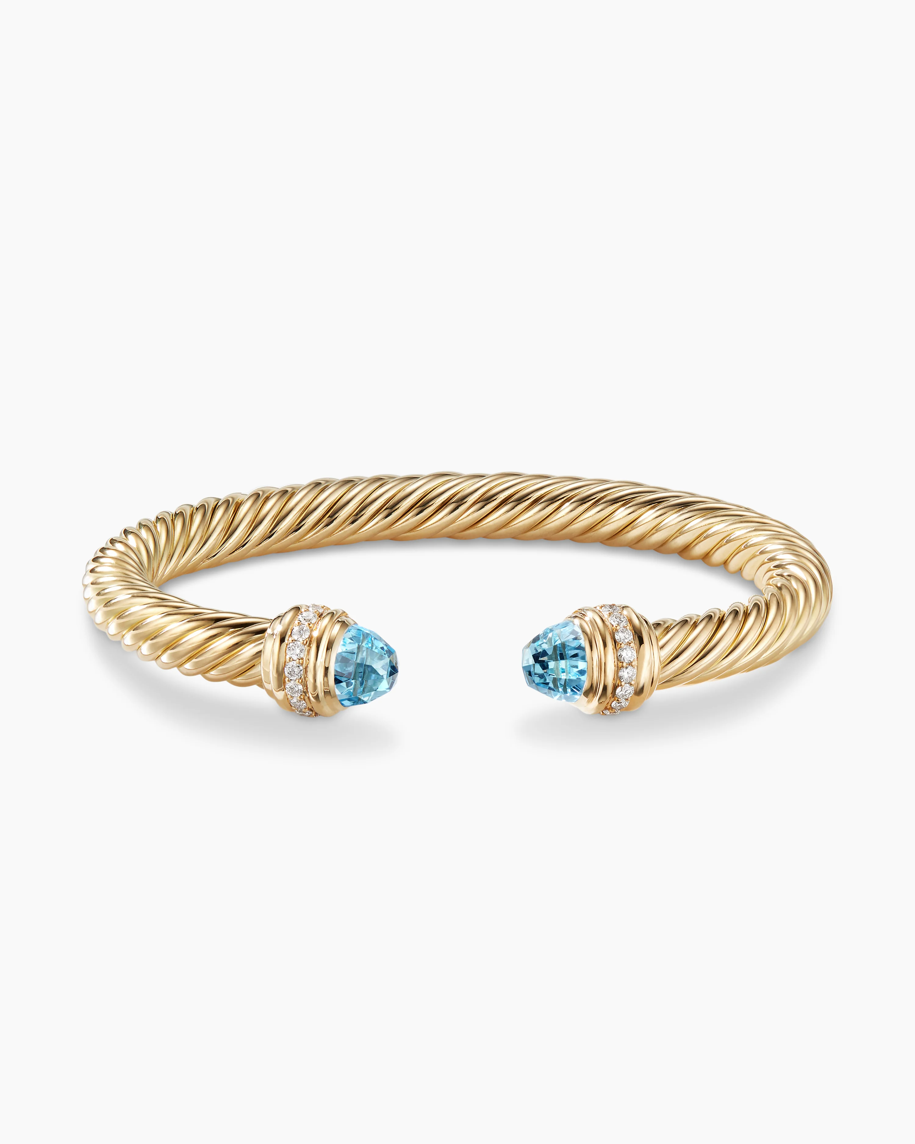 Classic Cablespira庐 Bracelet 18K Yellow Gold with Blue Topaz and Diamonds, 7mm