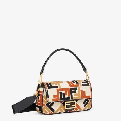 Baguette Multicolor canvas bag with FF embroidery
