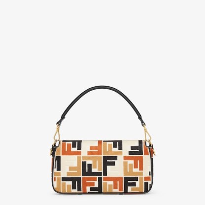 Baguette Multicolor canvas bag with FF embroidery