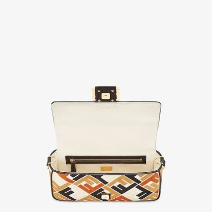 Baguette Multicolor canvas bag with FF embroidery