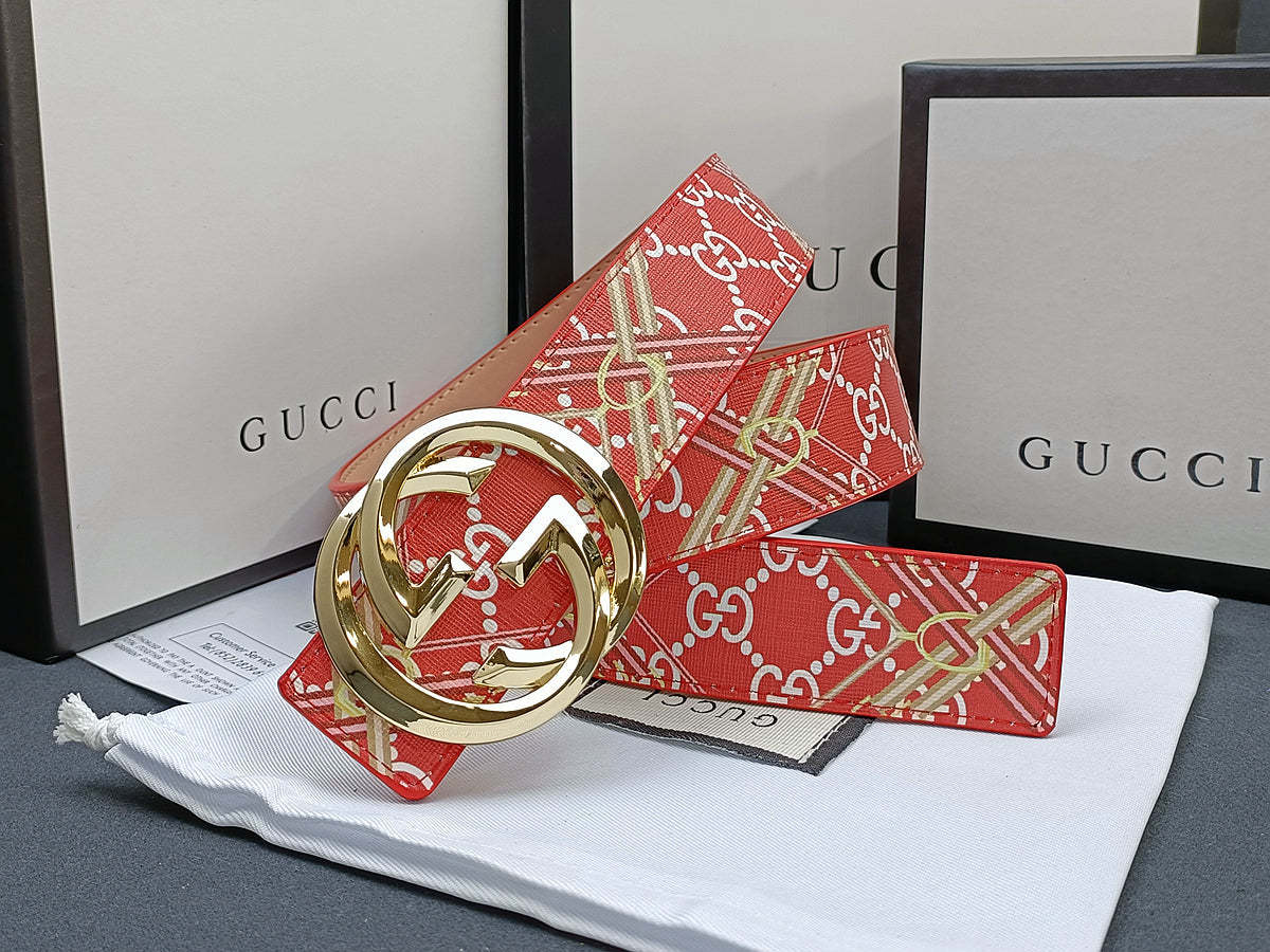 3 Colors luxury double G stripe calico belt Gender: general