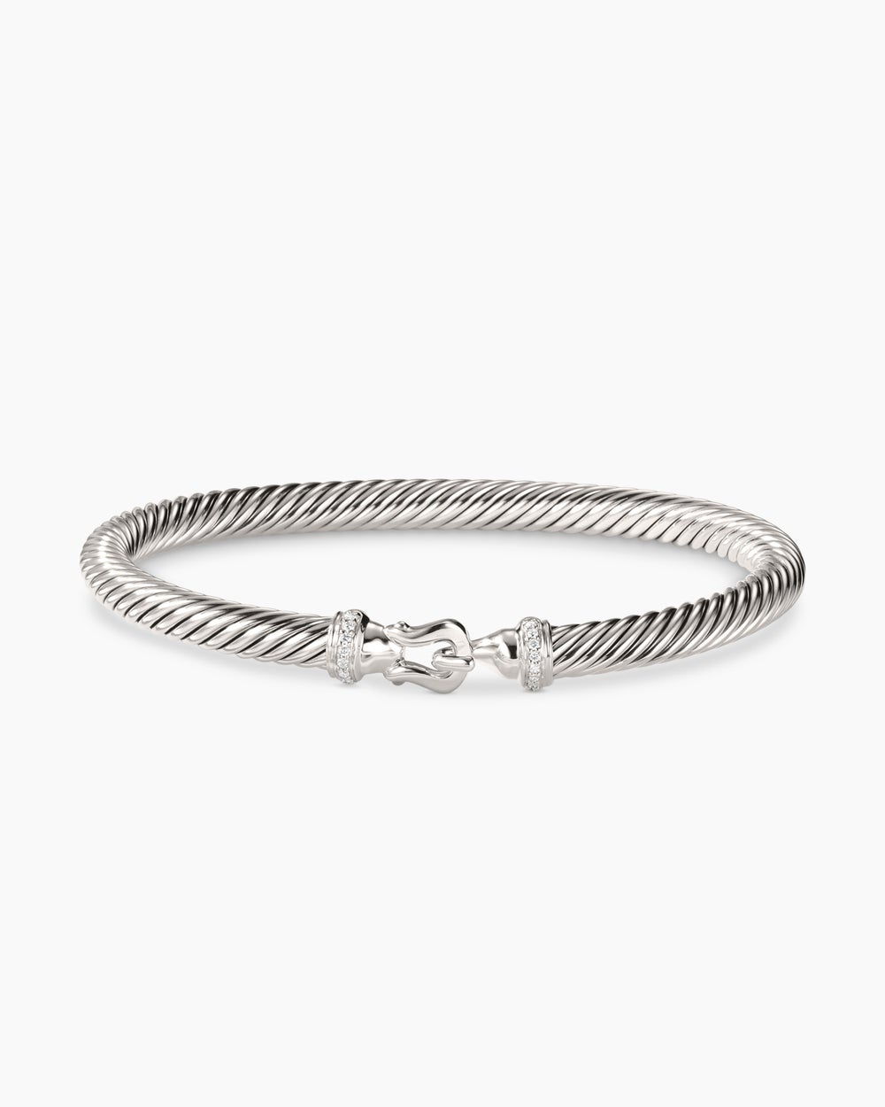 Buckle Classic Cable Bracelet Sterling Silver with Diamonds, 5mm