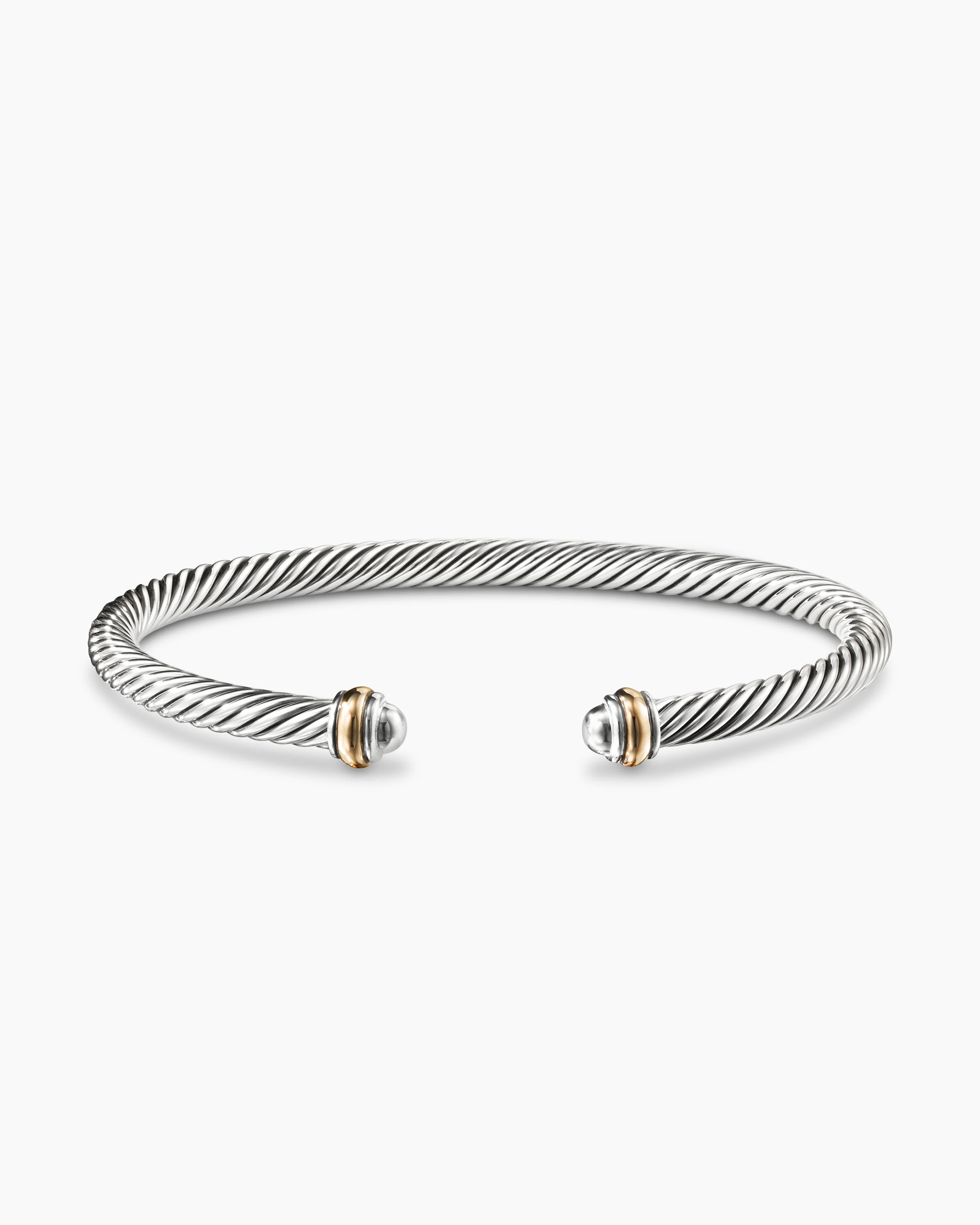 Classic Cable Bracelet Sterling Silver with 18K Yellow Gold, 4mm