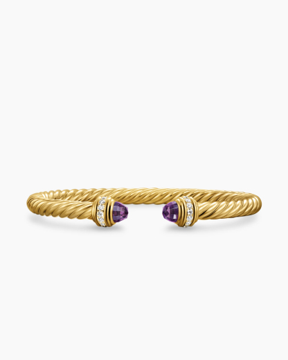 Classic Cablespira庐 Bracelet 18K Yellow Gold with Amethyst and Diamonds, 5mm