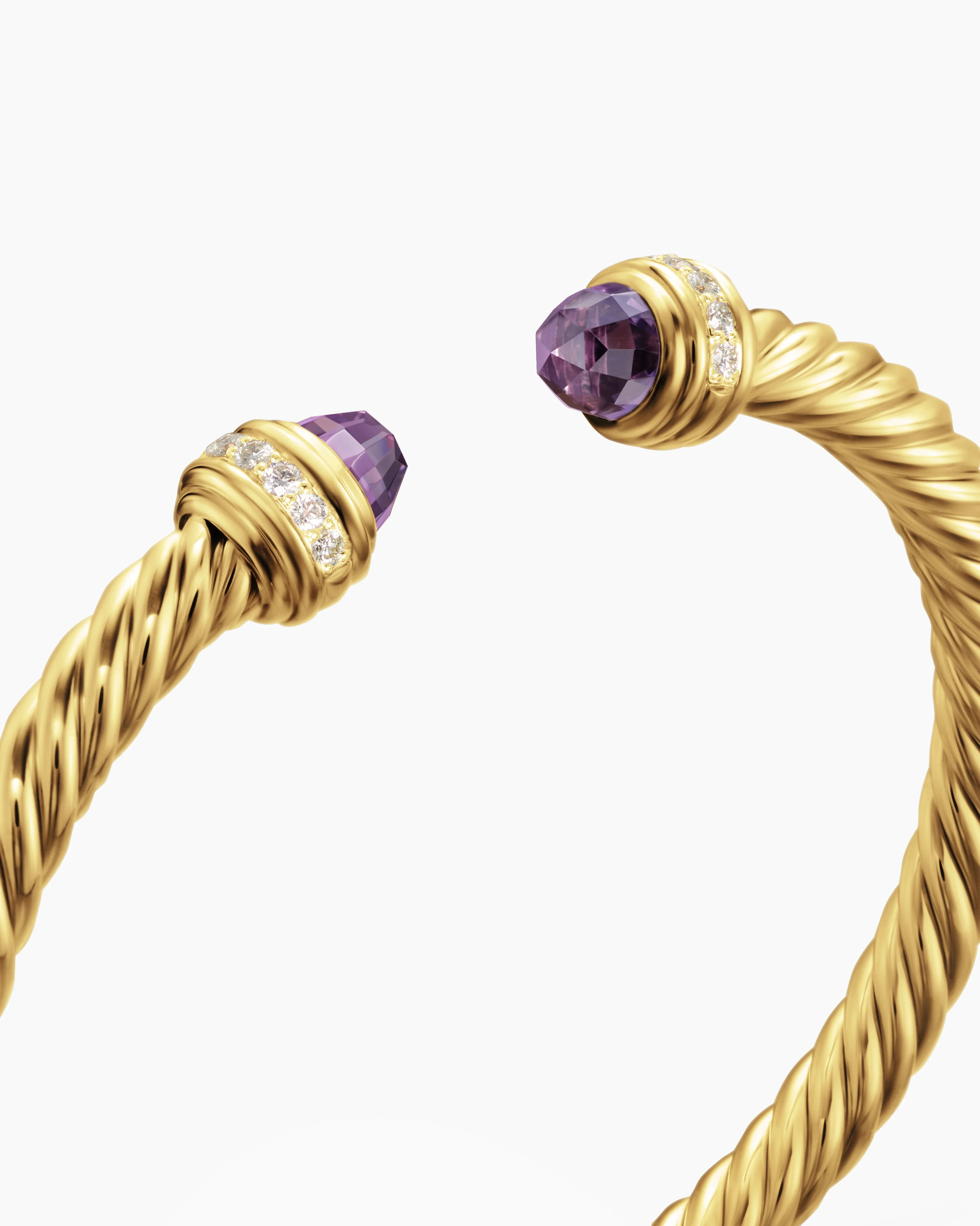 Classic Cablespira庐 Bracelet 18K Yellow Gold with Amethyst and Diamonds, 5mm