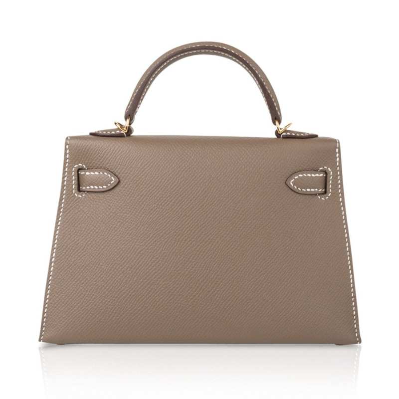 Kelly 20 Mini Sellier Bag Etoupe Limited Edition Epsom Gold Hardware