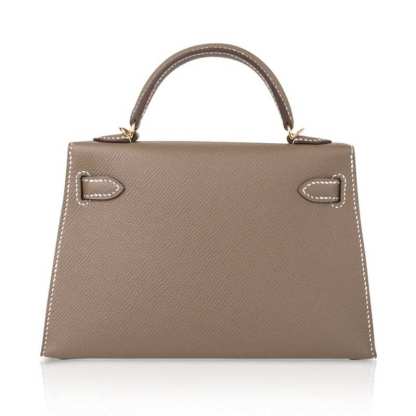 Kelly 20 Mini Sellier Bag Etoupe Limited Edition Epsom Gold Hardware